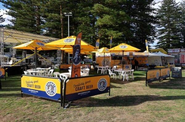 Printed Umbrellas installed in outdoor festival